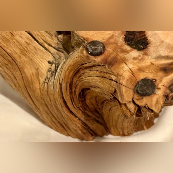 Vintage 70s Mid Century Candle Holder Raw Edge Wood Mountain Cabin Candleholder - Picture 5 of 16